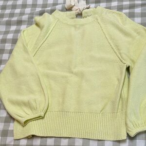 Anthropologie cotton lime Sweater - back tie